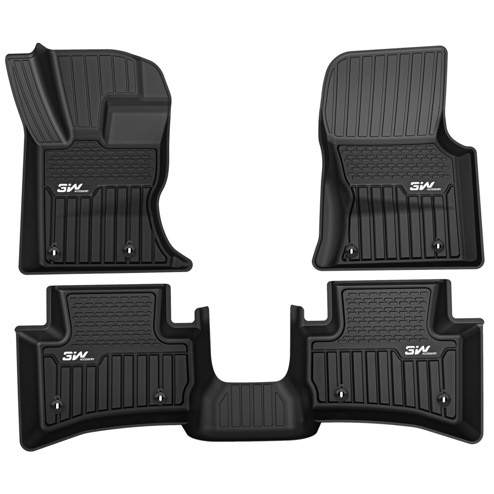 3W Floor Mats Fit 2017-2025 Range Land Rover Velar/Jaguar F-Pace Tpe All Weather Custom Fit Floor Liner For Range Rover Velar 1St And 2Nd Row Full S 681385406559
