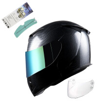 1STorm Motocyklov celooblicejov prilba Skull King Carbon Fiber Black + jedna extra pruhledn velikost ttu mal (53-54 CM 20,9/21,3 palce)
