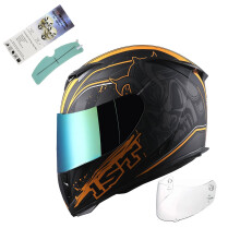Celooblicejov prilba na motocykl 1STorm Skull King Matt Orange+ One Extra Clear Shield Size Medium (55-56 CM 21.7/22.0 Inch)