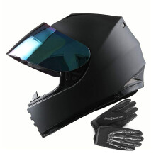 WOW Youth Motorcykel Helansiktshjlm Street Bike BMX MX Kids Matt Black + MX Skeleton Glove Bundle