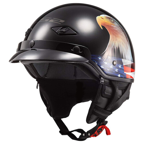 LS2 Helmets Bagger Motorcycle Half Helmet (Murica  kicsi)