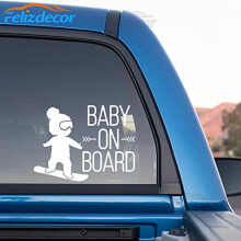 DXLING Bianco Nero Baby on Board Decalcomania per auto RAGAZZO su Snowboard Vinile Adesivi per auto Cool Car Window Decor L717 (Bianco)