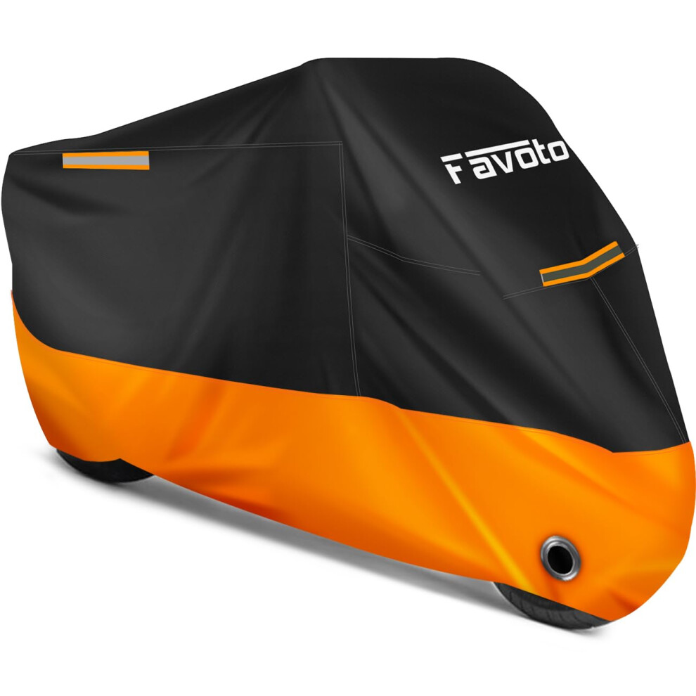 Favoto Motorcycle Cover Reflective 96.5 Inches Length All Season Universal Weather Waterproof Sun Outdoor Protection With Lock-Holes & Storage Bag Mo 5060989263075