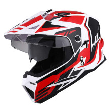 1Storm Dual Sport Motocross Motocross Celooblicejov helma s dvojitm zornkem Storm Force Red Velikost XL