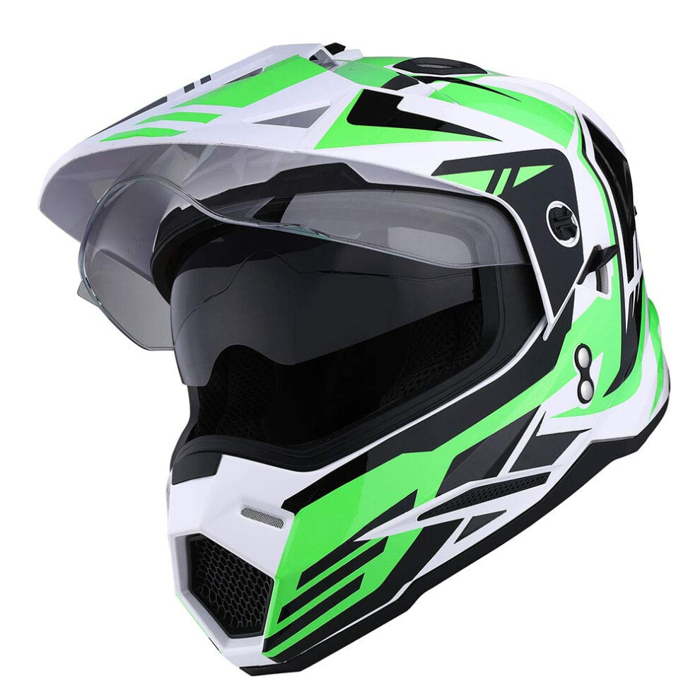 1Storm Dual Sport Motorcycle Motocross Off Road Full Face Helmet Dual Visor Storm Force Green Size XXL-image-OPC-PM8RPCP-NEW