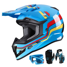 Kombinovan prilba pro mlde GLX GX623 na ctyrkolku/dirt bike retro modr mal DOT