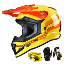 Kombinovan prilba pro mlde GLX GX623 na ctyrkolku/dirtbike retro lut mal DOT