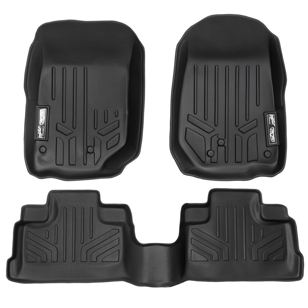 Smartliner Custom Fit Floor Mats 2 Row Liner Set For 2007-2013 Jeep Wrangler Unlimited 4-Door Black 840004606453