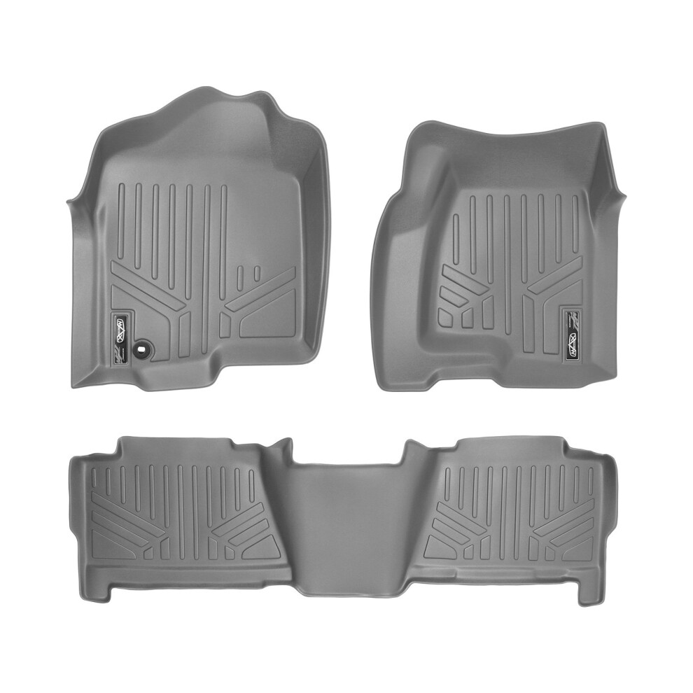 Smartliner Floor Mats Liner Set For 99-07 Silverado/Sierra 1500/2500/3500 Crew Cab / 2000-06 Escalade/Suburban/Yukon Xl Grey 840004614359