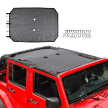 RT-TCZ Zonnescherm Mesh Shade Top Cover biedt dak UV-zonbescherming voor Jeep Wrangler JKU 4-deurs Rubicon Sahara Sport Sport-S 2007-2018 (zwart)