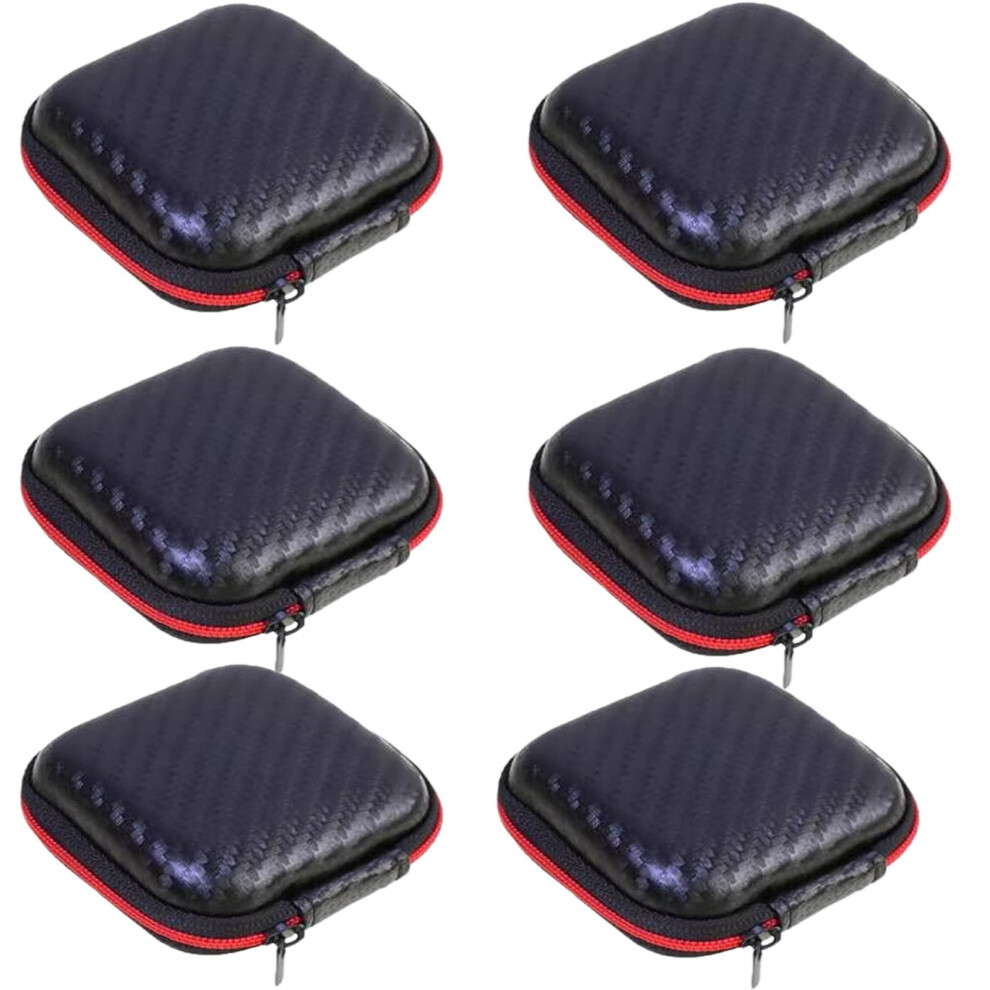6-Piece Portable Headphone Case, Hard Eva Shell, Zipper, Bag For Headphones, Earplugs, Bluetooth, Cables, Keys Black 9016109435262