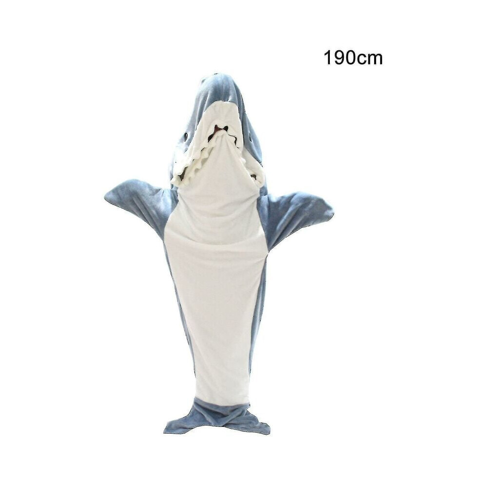Couverture Shark Hoodie Adult - Shark Onesie Adult Wearable Blanket - Shark Blanket Super Soft Cozy Flannel Hoodie Shark Sleeping Bag Blue