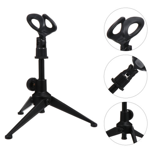 1Pc Adjustable Microphone Stand Tripod Support Black 2
