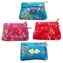 4Pcs Silk Fabric Coin Purse Brocade Change Pocket Carrying Bag