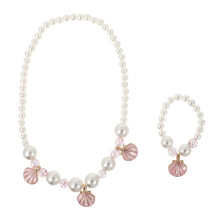kinder halskette und armband aus kunstperlen set pink