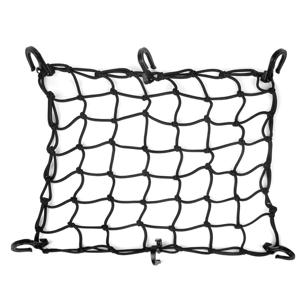 Jchl 15""""X15"""" Motorcycle Cargo Net Stretches To 30""""X30"""" With 6 Hooks 2''X2'' Mesh For Motorcycle Motorbike Bikes 732173576463