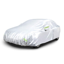 Amazon Basics Silver Weatherproof Car Cover - 150D Oxford Sedans up to 190""""