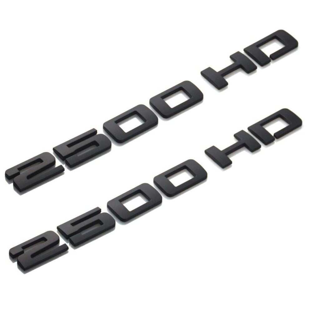2Pcs 2500Hd 2500 Hd Nameplates Emblems 3D Decal Badges Letter Glossy For Gm Silverado Sierra (Matte ) Black 765390238678