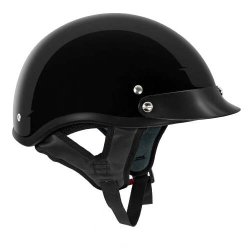VCAN Cruiser Solid Gloss Black Half Face motorcykelhjelm (stor) 1