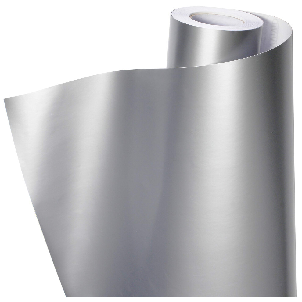 Vvivid+ Premium Satin Semi-Gloss Aluminum Adhesive Vinyl Wrap Roll (1.5Ft X 5Ft) White 628856023747