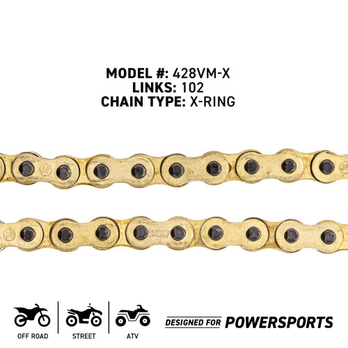 NICHE Guld 428 X-Ring Chain 102 Led med forbindende Master Link 1