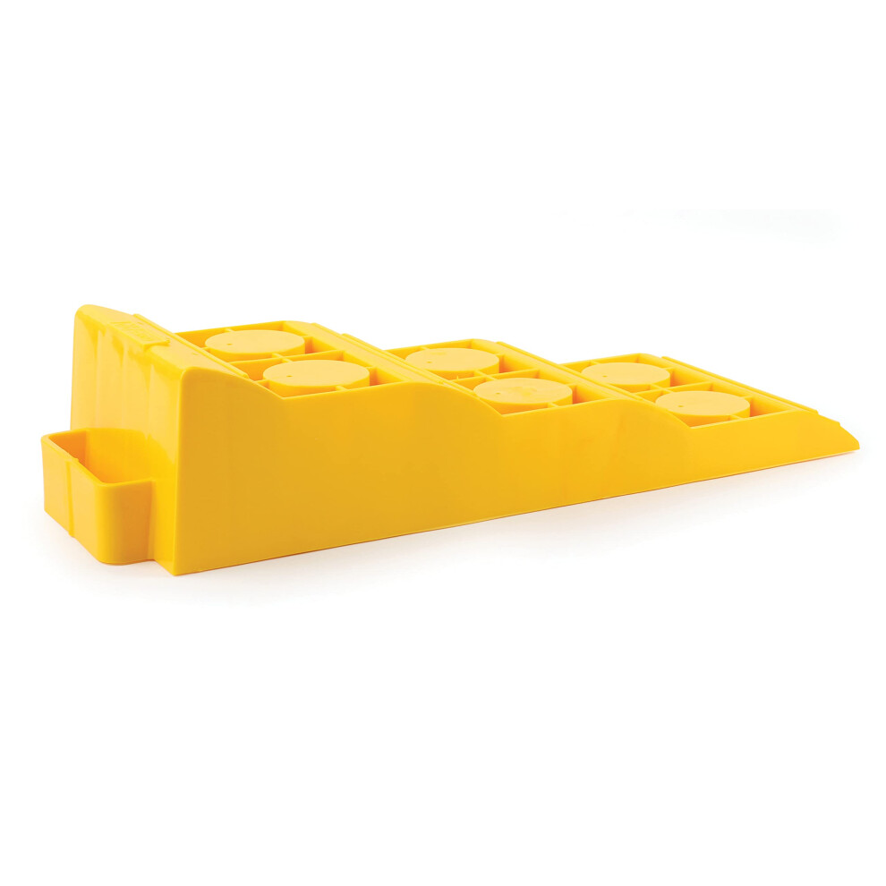 Camco Camper / Rv Tri-Leveler - Features Durable Lightweight Trailer Ramp Design W/Non-Slip Surface & Built-In Handle - Up To 3-7/8 Of Lift For Rv L Yellow 014717210270