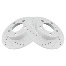 TRQ remschijvenset achter, massief premium G-gecoat, kruisgeboord en gesleufd, compatibel met Audi TT 2000-2006, Volkswagen Kever 1998-2010
