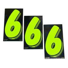 Decalcomanie in vinile EZ Line per auto Chartreuse Adesivi con numeri grandi Numero prezzo parabrezza (Numero 6) Confezione da 3 dozzine
