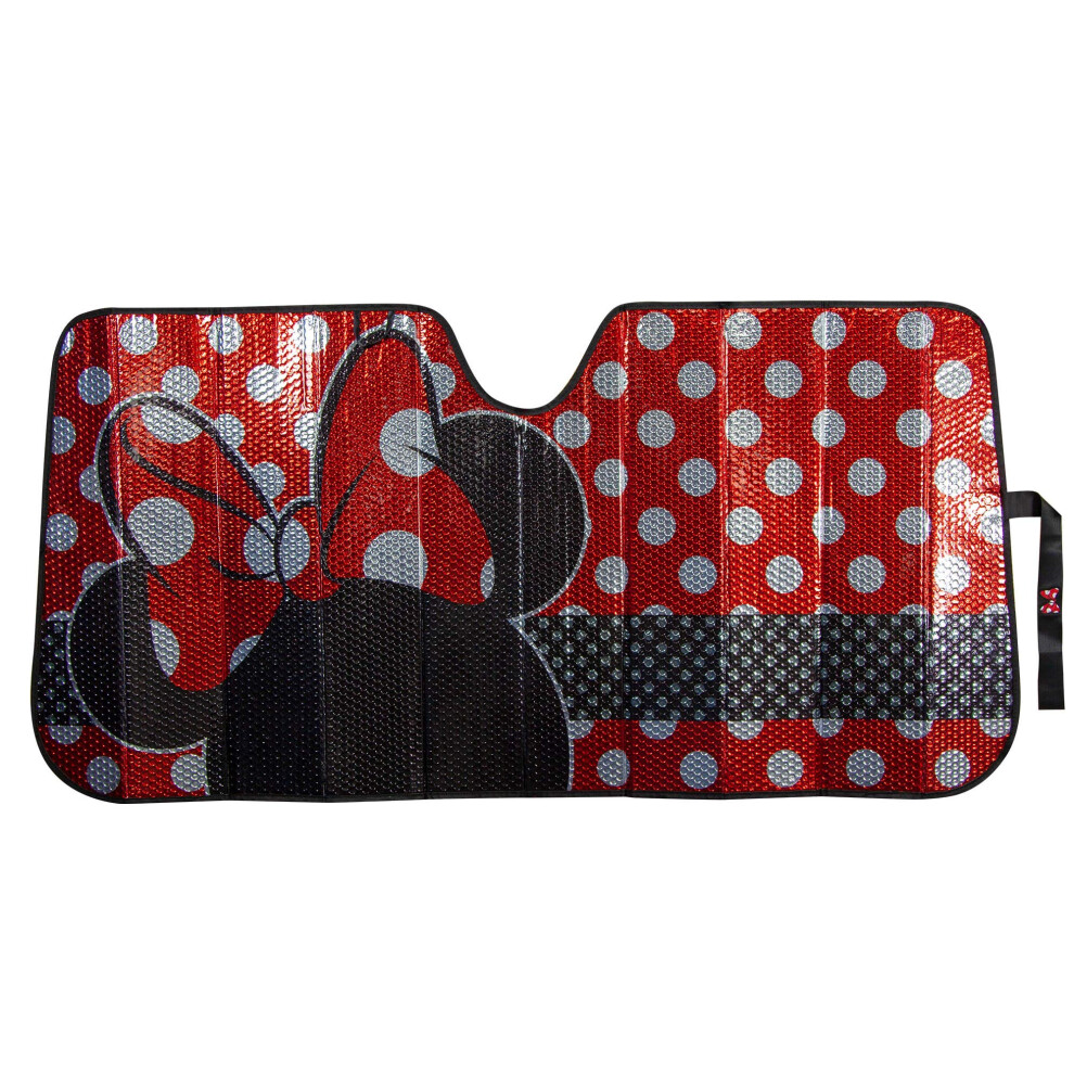Plasticolor 003831R01 Disney Minnie Dots Foil Accordian Sunshade For Car Truck Or Suv Silver 081134138319