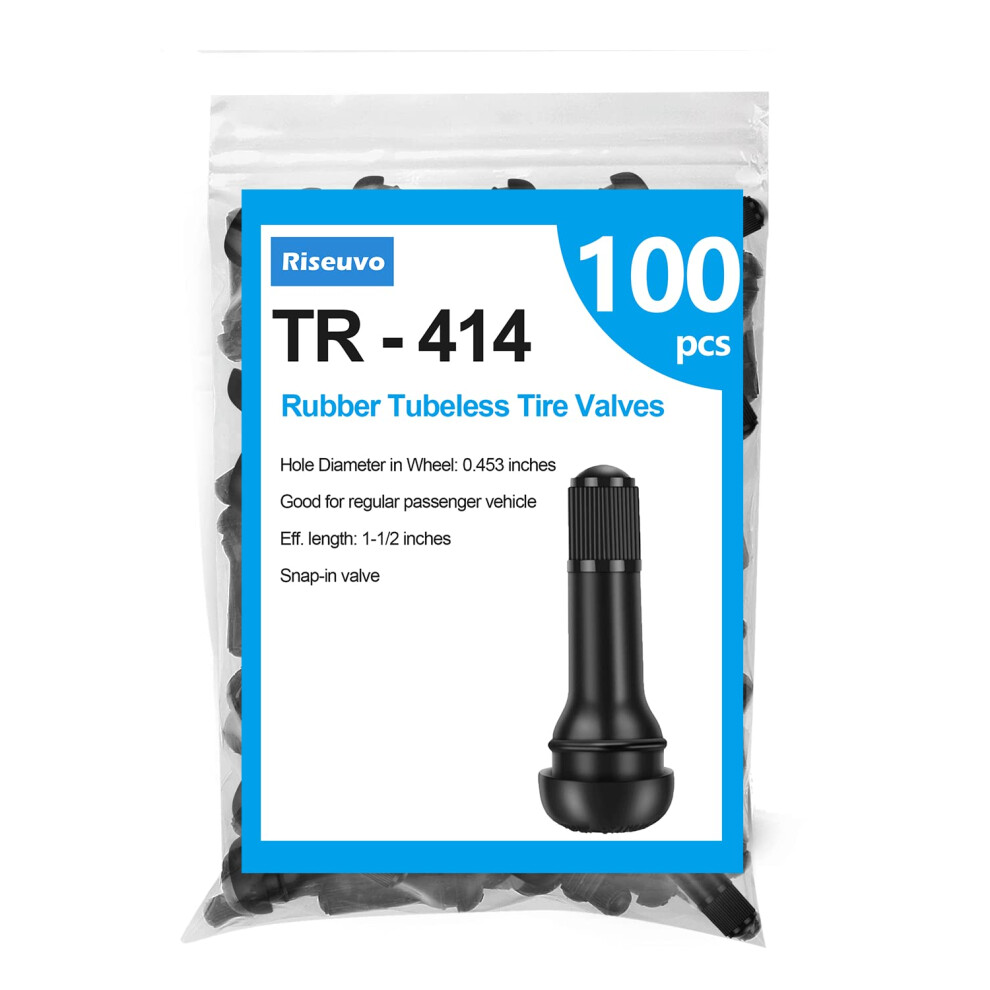 Riseuvo 100Pcs Tr414 Tire Valve Stem Rubber Snap-In Valves Tubeless Valve Stems Suit For 0.453 Inch Rim Holes On Standard Vehicle Tires 192687760138