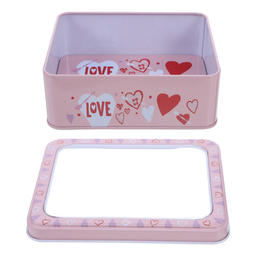 Valentines Koekjestin Met - Metalen Biscuitcontainer