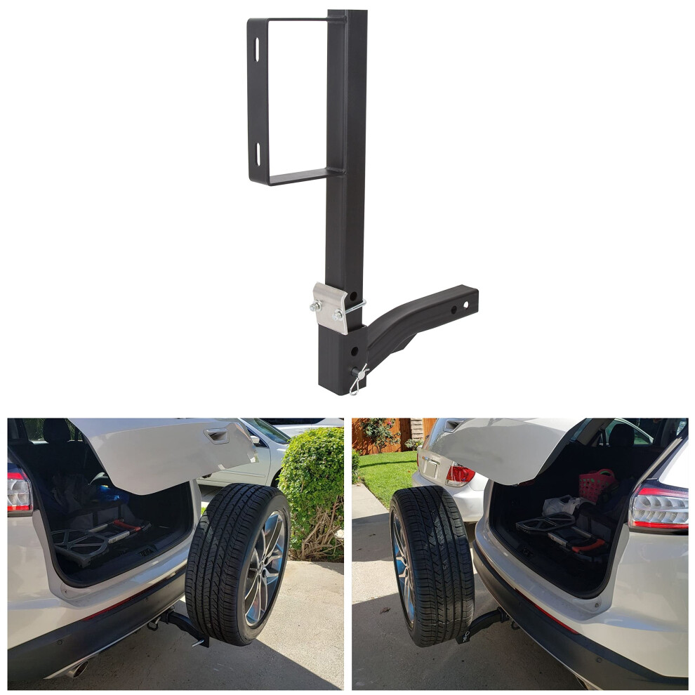 Kuafu 24 Inch Spare Tire Mount Carrier Receiver Hitch Universal Fit For Suv Atv Utv Rv Trucks With Standard 2'' Receiver Spare Tire Mount Rack Powder 768067209773