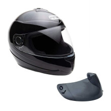 Motocyklov celooblicejov prilba MMG DOT Street Legal se dodv s pruhlednm ttem a nhradnm kourovm ttem (MGAH26) (leskl cern X-Large)