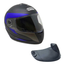 Motocyklov celooblicejov prilba MMG DOT Street Legal se dodv s pruhlednm ttem a nhradnm kourovm ttem (MGAH26) (matn cern modr X-Large)