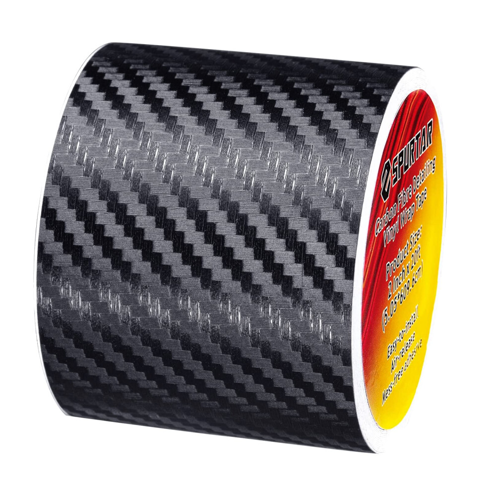 Spurtar Carbon Fiber Wrap Vinyl Wrap For Cars 2 Inch X 20 Ft Universal Chrome Delete Dry Carbon Fiber Tape Car Door Edge Guards Vehicle Detail Black 696177836520