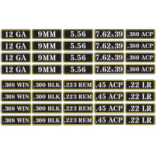 Aolamegs Set di adesivi in ???inile per lattine di munizioni, etichette per lattine, scatole, .22, .223, .308, 9 mm, .380, .45, 5,56, 7,62, 12 G