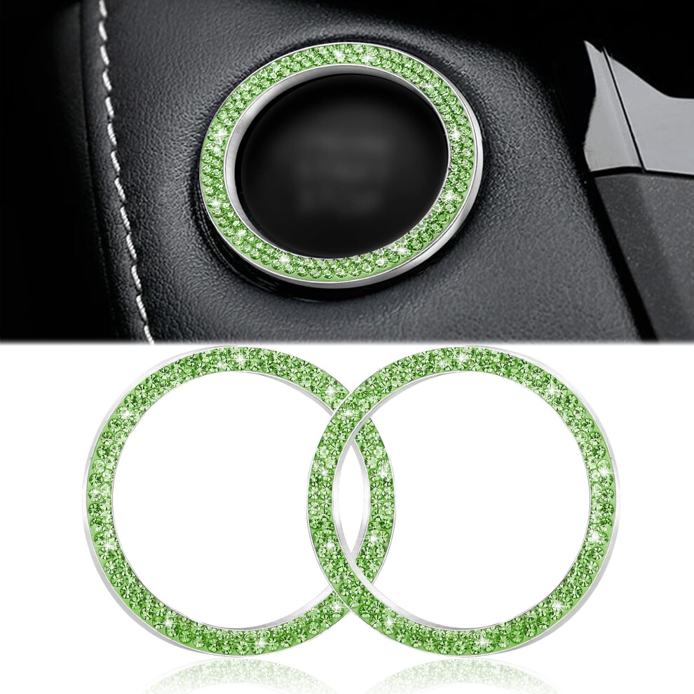 Winka 2Pcs Bling Car Engine Start Button Cover Diamond Crystal Push Start Stop Button Ring Sparkly Bling Ignition Button Cover Rhinestone Keyless Ign 717373466769