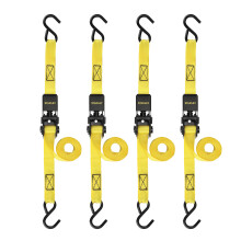 STANLEY S9500 Noir/Jaune 1" x 10' Sangles à cliquet - Charges légères (300 lb Charge de travail / 900 lb Résistance à la rupture), 4 Pack