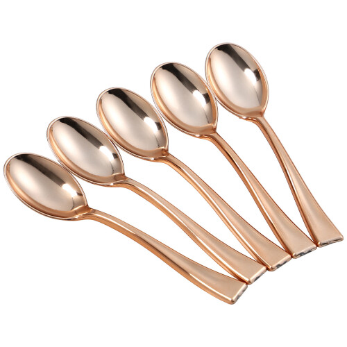 24 stuks mini plastic wegwerplepels voor dessert, , feest
