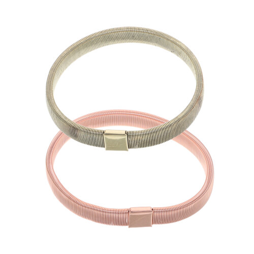 2 elastische metalen overhemdknoopbandjes en dames
