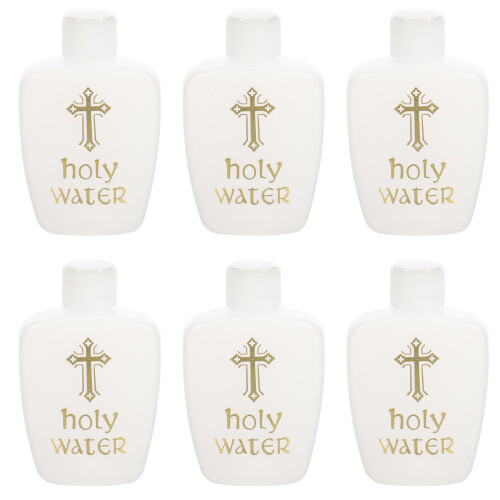 6 plastic heiligwaterflessen voor doopsel en uitdrijving 1