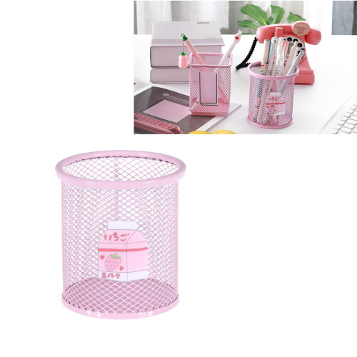 Runder Desktopmüllbehälter Pink Stiftehalter 1