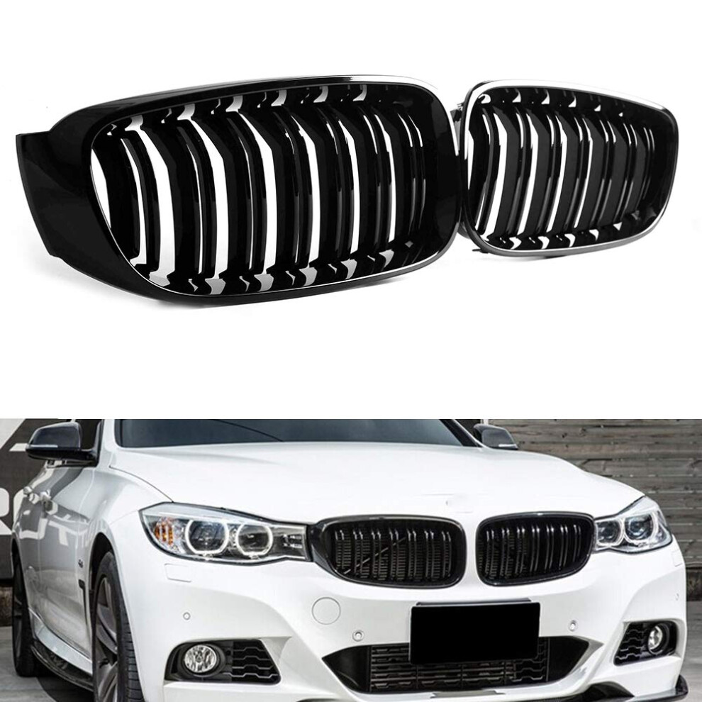 For Bmw 3 Series Gt/F34 2013-2019 Shiny Front Kidney Grille Grill Double Line Black 5712462290190