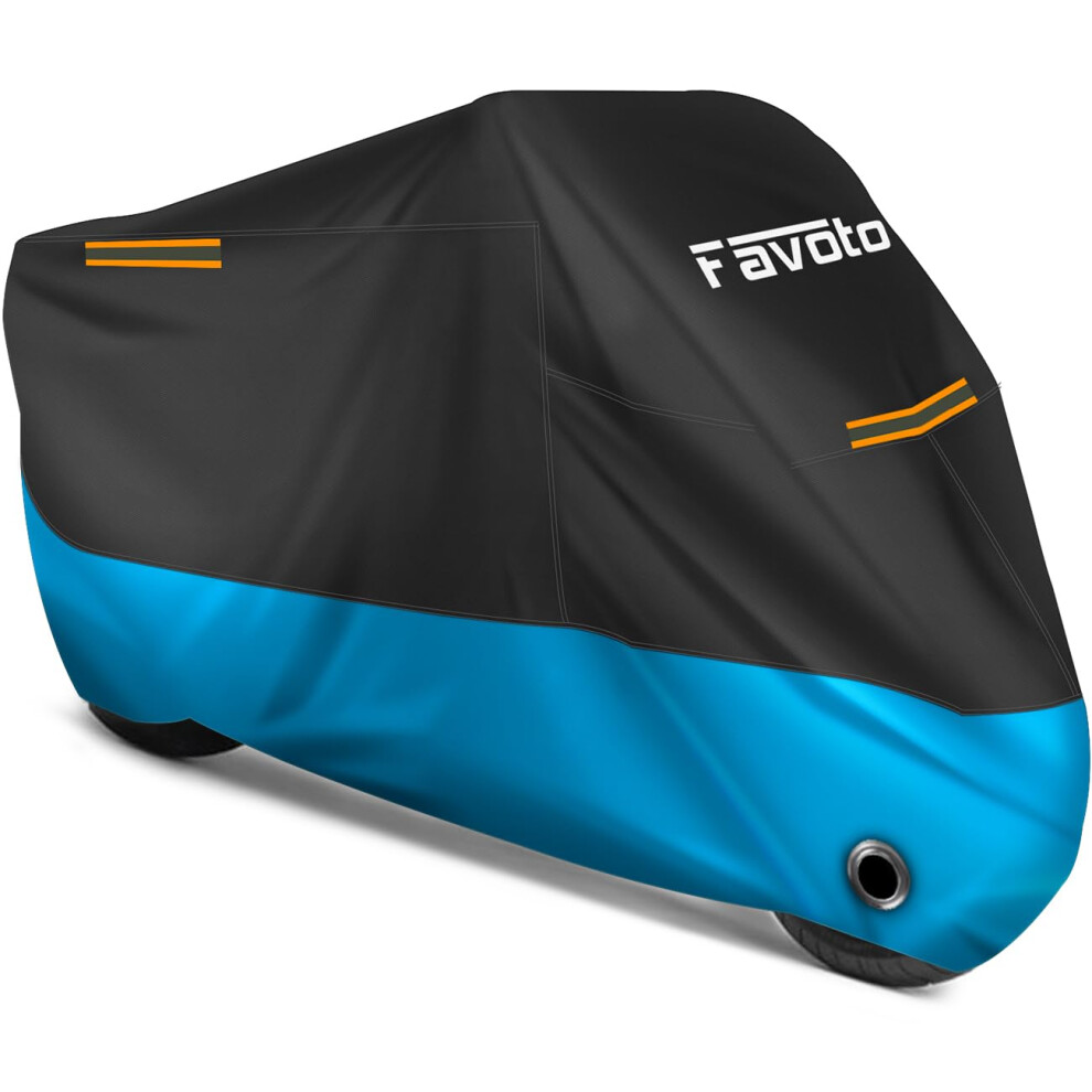 Favoto Motorcycle Cover 96.5 Inches Length All Season Universal Weather Waterproof Rain Sun Outdoor Protection Night Reflector With Lock-Holes & Stor 5060989263099