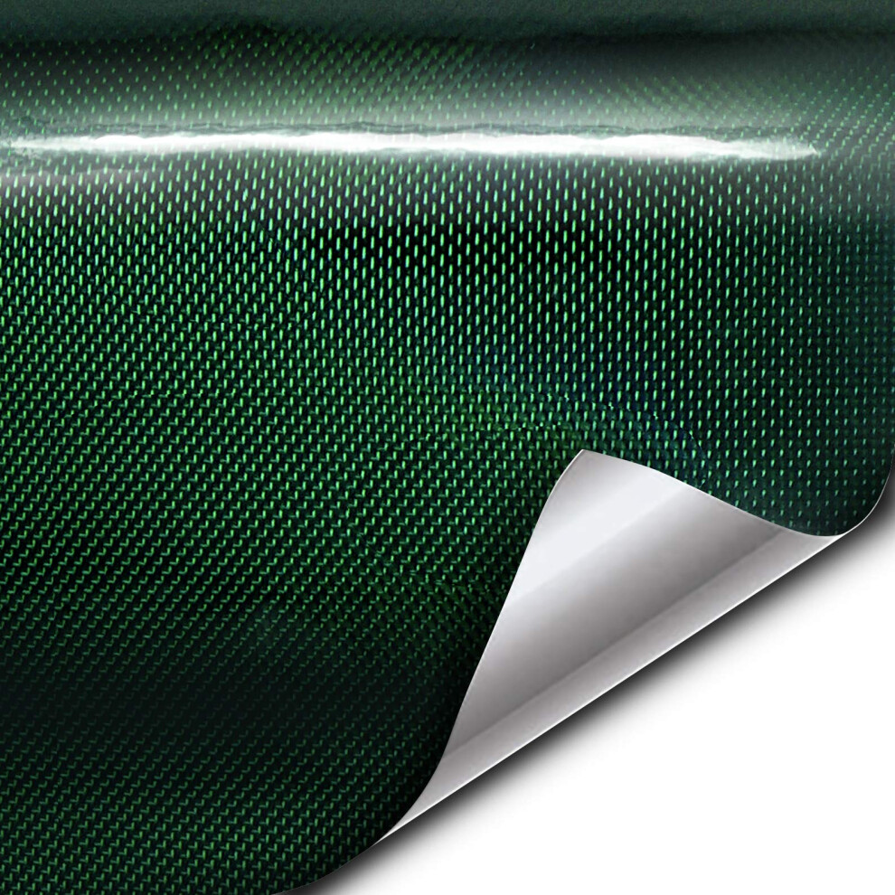 Vvivid+ Holographic Weave High-Gloss Vinyl Car Wrap (1.5Ft X 5Ft ) Green 628856035726