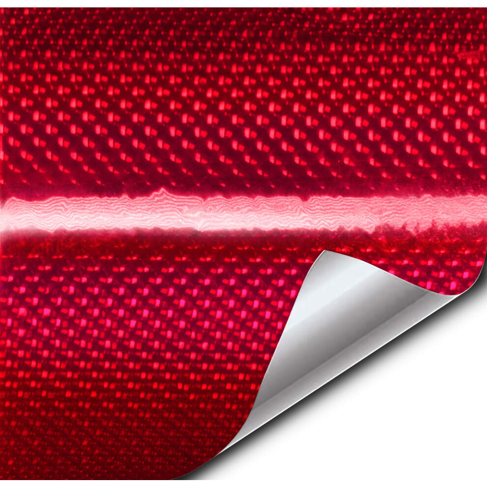 Vvivid+ Holographic Weave High-Gloss Vinyl Car Wrap (1.5Ft X 5Ft ) Red 628856035696