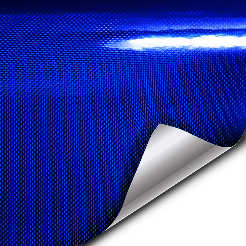 Vvivid+ Holographic Chrome Weave Carbon High-Gloss Vinyl Car Wrap (1Ft X 5Ft ) Blue 628856035733