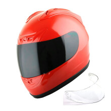 1Storm Nov celooblicejov prilba na motocykl JH901 leskl cerven + jeden extra pruhledn tt