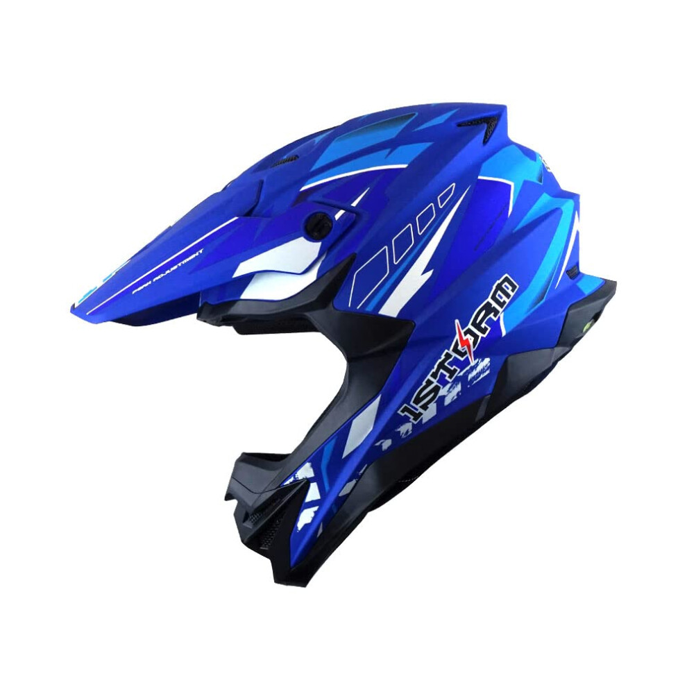 1Storm Motocross Adult Helmet Downhill Mountain Bike Helmet BMX MX ATV Dirt Bike Storm Style HF803; Storm Blue-image-OPC-PM8SVKY-NEW