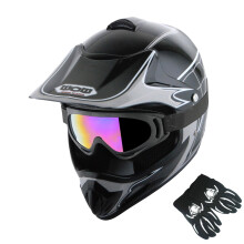 WOW Mldenick motokrosov prilba BMX MX ctyrkolka Prilba na pinav kolo Spider Web Black + brle + Martian Skull Black Glove Balcek